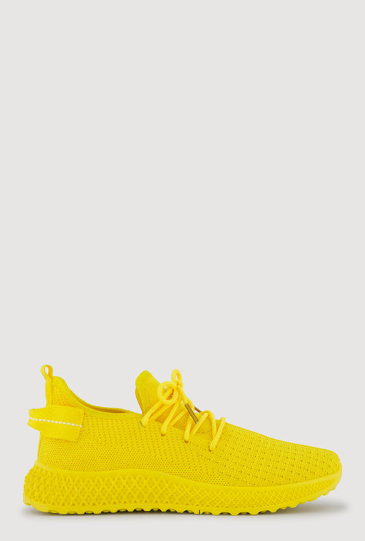 Textured Knit Low Top Lace Up Sneakers