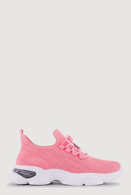 Textured Knit Lace Up Athletic Sneakers