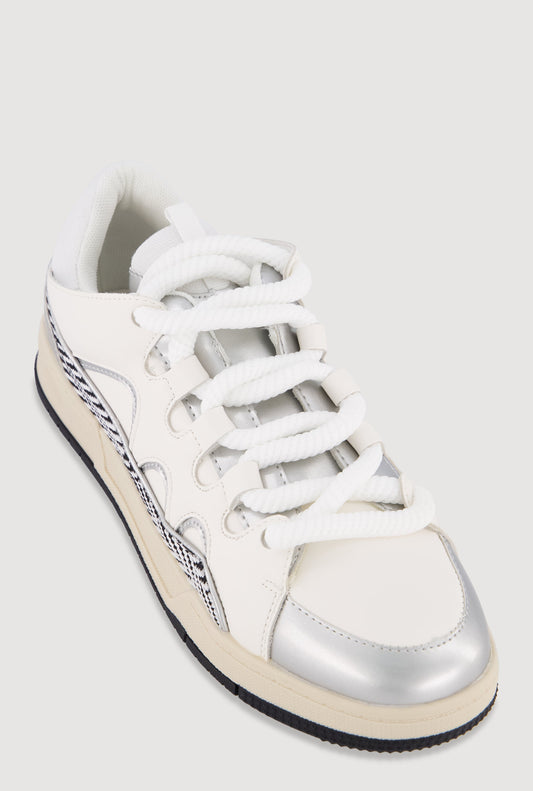 Chevron Color Blocked Lace Up Sneakers