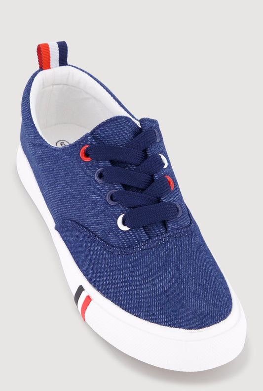 Stripe Detail Canvas Low Top Sneakers