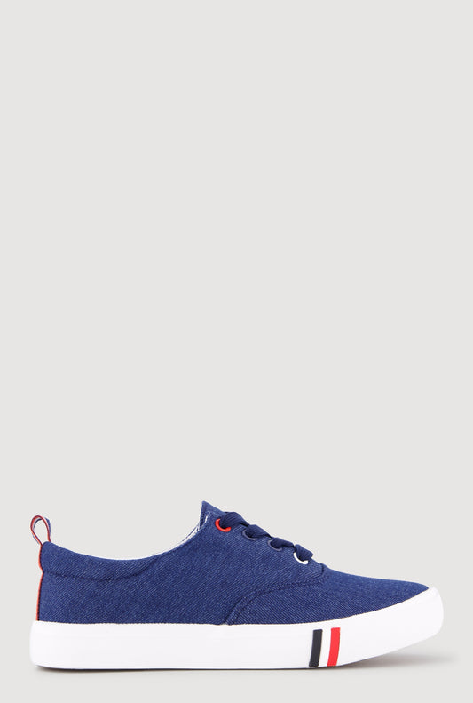 Stripe Detail Canvas Low Top Sneakers