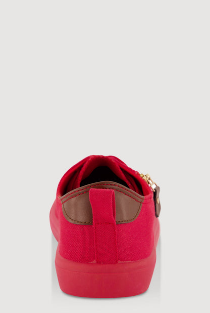 Zipper Detail Lace Up Low Top Sneakers