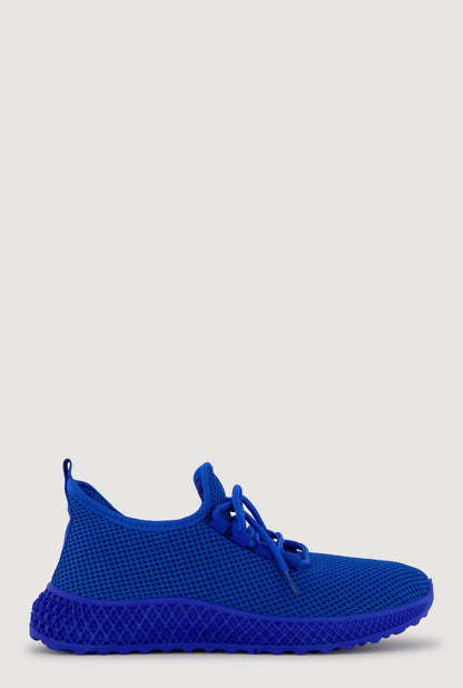 Textured Knit Lace Up Low Top Sneakers