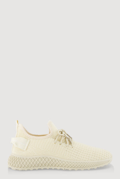 Textured Knit Lace Up Slip On Round Toe Sneakers